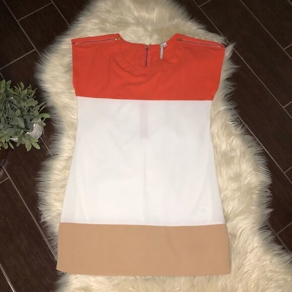 LuLus Flying Tri-Colors Coral Block Dress sz med - Picture 3 of 11